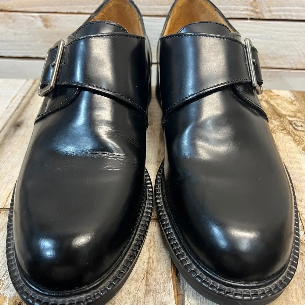 Vintage‎ Kenneth Cole Black Leather Single Monk Strap Dress Shoes M 8.5 W 10